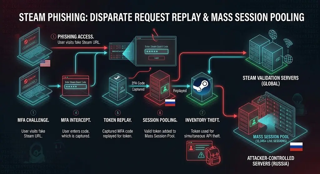 From intercepted MFA to token replay and mass session pooling
